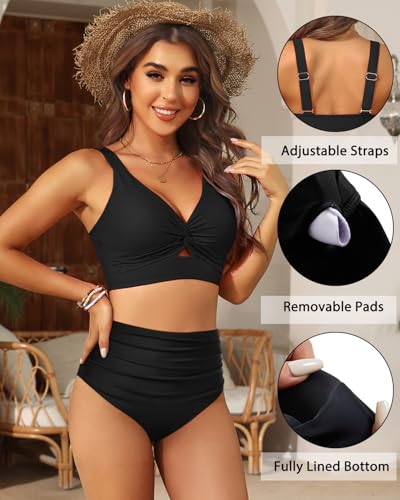 Women High Waisted Bikini Sets - Two Piece Tummy Control Swimsuits Cut Out Twist Bathing Suits 2025 Swimwear4