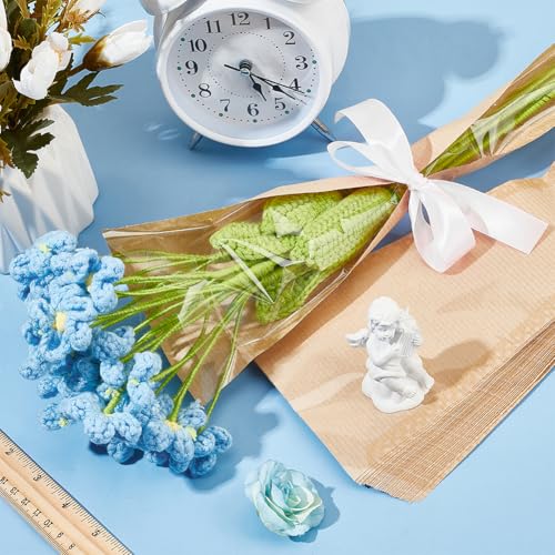 PLIGREAT 100 Pack Flower Bags for Bouquet, 2 Sizes Kraft Paper Bouquet Small Large Mix Bulk Flower Wrapping Paper Sets for Florist Packaging Supplies Wedding Festival Flower Making Accessory