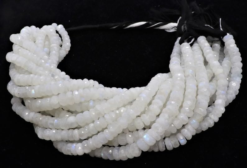 Pierre de lune arc-en-ciel blanche perles rondes facettées 30,5cm