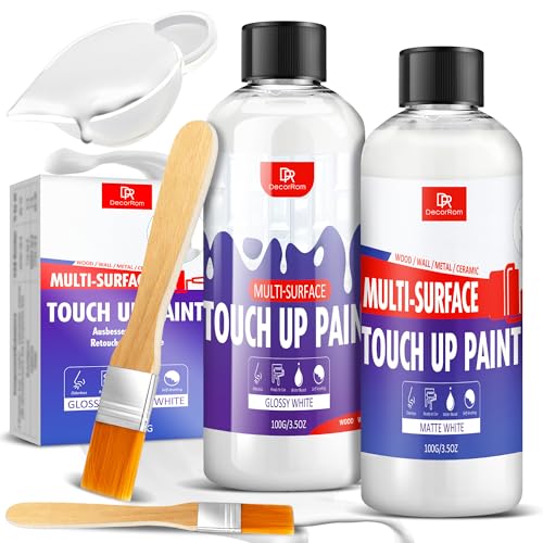 Peinture De Retouche Blanche, 200ml Peinture Blanche Mur, Rebouche Trou Mur Blanc Brillante Et Mate, Inodore, base d'eau pour réparer les éclats et les...