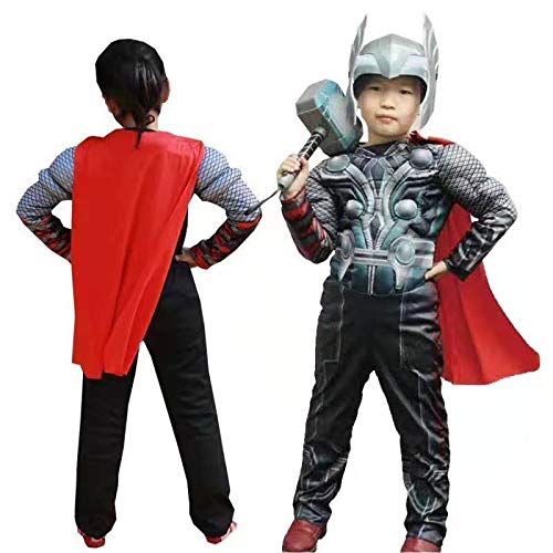 wenchoice The Avengers Thor Muscle Costume Boy's & Girl's M(5Y-7Y) Black