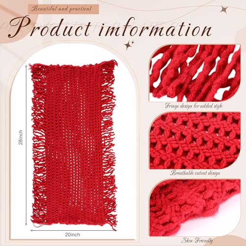 Coume 4 Pcs Winter Scarf for Women Thick Neck Cozy Knit Cable Scarf Fringe Infinity Loop Scarf, Black, Burgundy, Grey, White2