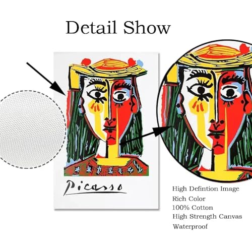 Impression Picasso abstrait couleur neutre triptyque mural déco chambre 20x30