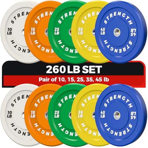 Premium Color-Coded Rubber Bumper Plates Set – 2 Inch Olympic Weight Plates for Home Gym Cross and Strength Training