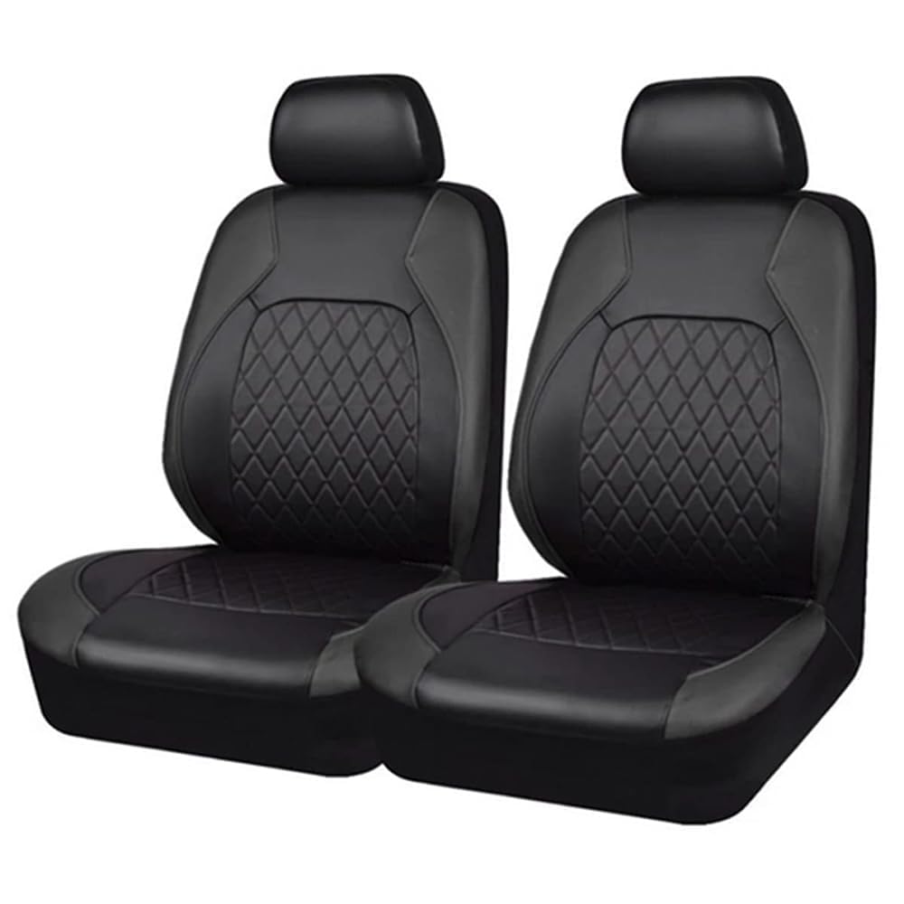 TVVXIO Car Seat Cover, for Ford Fiesta Titanium 2005-2019 Front Seat and Headrest Covers, Leather Waterproof NonSlip Front Protectors Interior Accessories,A Black