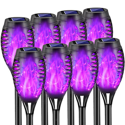 COCOMOX Purple Solar Lights Outdoor, 8 Pack Solar Torch Lights by COCOMOX - Used condition - US$25.32