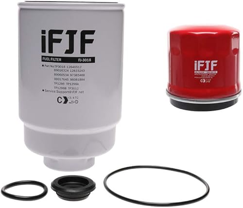 iFJF TP3018 Filtro de combustible y filtro de aceite giratorio 29539579 para Duramax 6.6L 2001-2016 Chevy Silverado/GMC Sierra 2500HD Diesel Engine