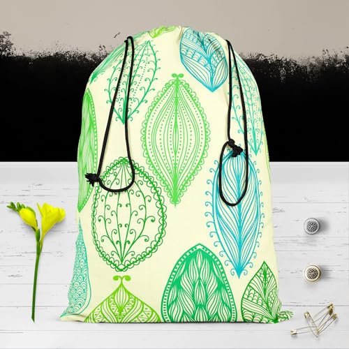 Image of ArtzFolio Vintage Ornate Leaves | Reusable Sack Bag | Bag for Gym, Storage, Vegetable & Travel