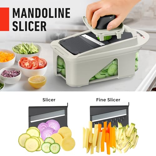 Image of Mueller Pro-Series 12 Blade Vegetable Chopper, Mandoline Slicer and Spiralizer, White /grey