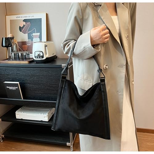 Slouchy Shoulder Bag Suede Soft Tote Hobo Handbag for Woman Retro Y2K Shoulder Purse Vegan Handbag3