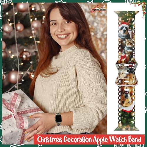 Image of Compatible with Apple Watch Band 41mm 40mm 38mm 49mm 45mm 44mm 42mm Women Girl, Christmas Hollow Soft Silicone Sports Strap For iWatch Ultra SE Series 10 9 8 7 6 5 4 3 2, Dog-42