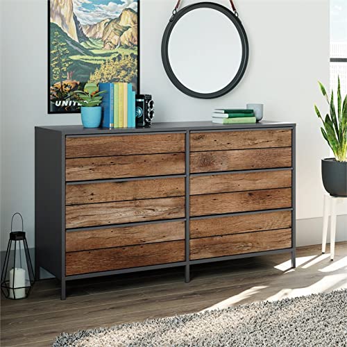 Sauder 427351 Boulevard Café 6 Drawer Dresser - Vintage Oak® Finish & Black #TOP1