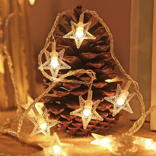 Luci a stella, 20 luci a stella di Natale a LED | Illuminazione impermeabile 9,85 piedi per teso a castello a castello patio patio aula soffitto dormitorio dormitorio per la camera da lett