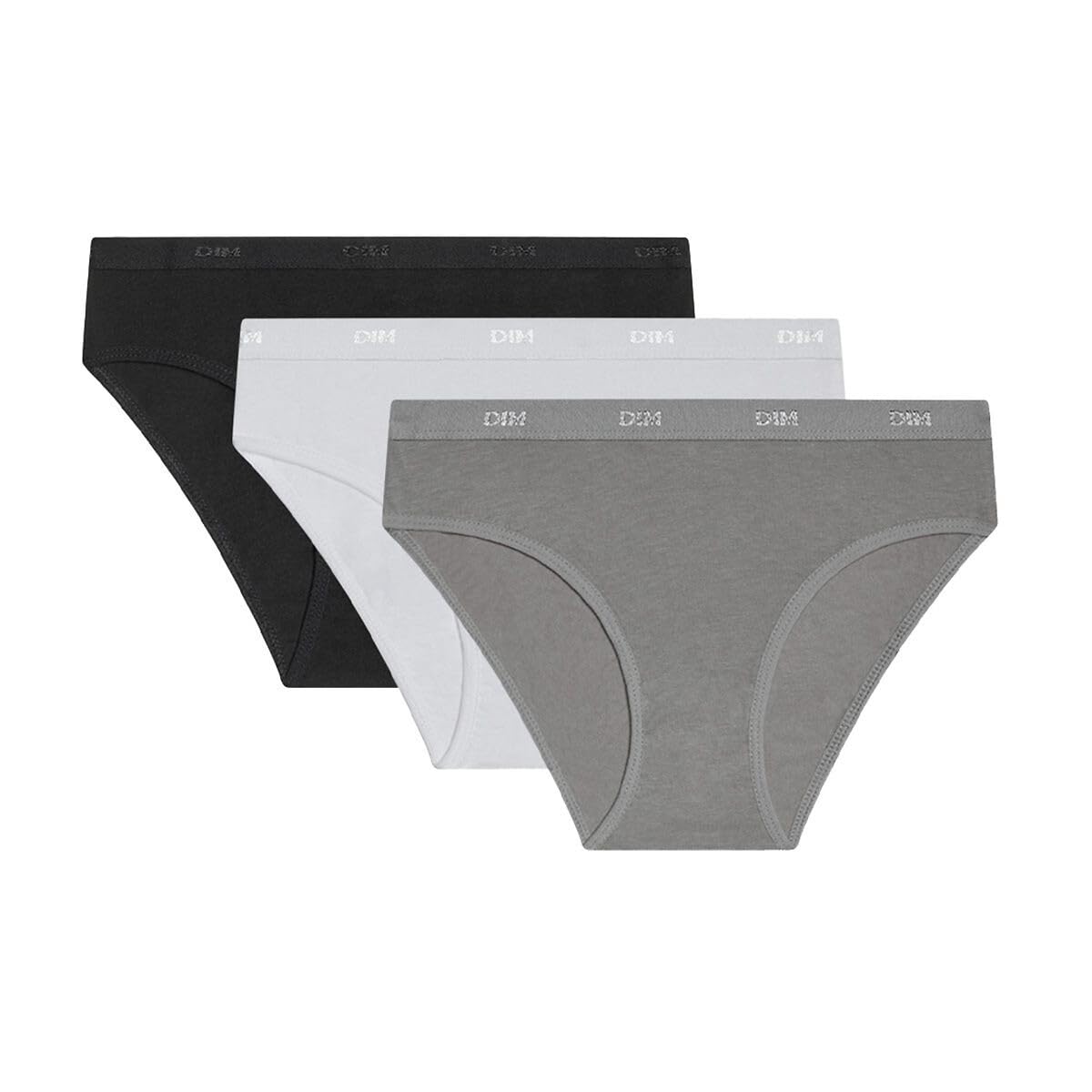 Dim Pack Of 3 Ecodim Pockets Knickers Women's Black + White + Grey 8/10
