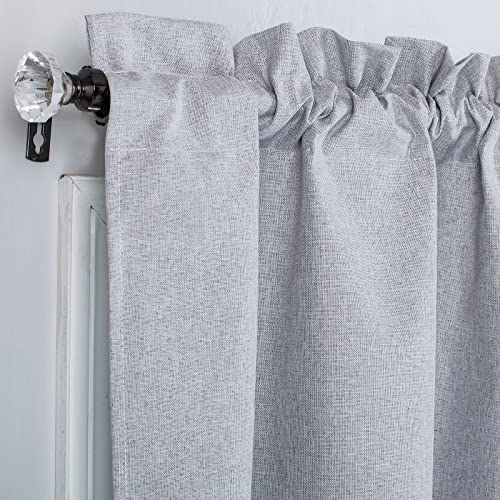 Easy Home Linen Window Swag Valances For Kitchen, Small Short Curtain With White Backing For Farmhouse Kitchens, Light Filtering Rod Pocket Design For Bedroom Windows (Grey, 36"X36") #TOP1