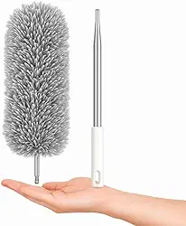 Espanador Telescópico Extensível 2,80m com Microfibra Flexível – Cabo Inox Antiderrapante – Limpeza de Teto, Ventilador, Persianas e Móveis Altos