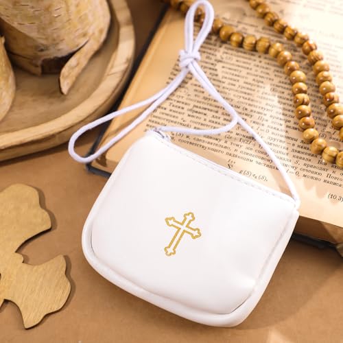 Image of Leather Communion Burse for Pyx, Catholic Pyx Case with Strap for Communion Host Priests Deacons Gifts