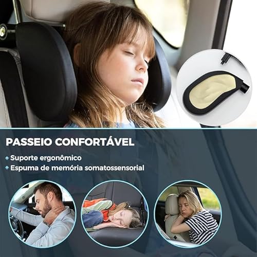 Almofada para Encosto de Cabeça para Carro Ergonômica 180° para Cabeça e Pescoço - Conforto para Via