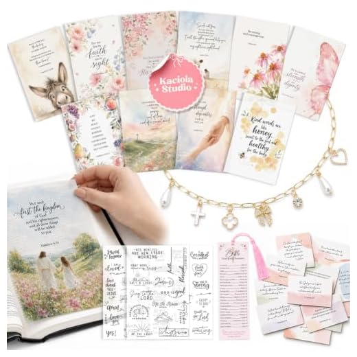 Bible Inserts Gift, Bible Tip-in Set with Charm Chain Prayer Card-Faith