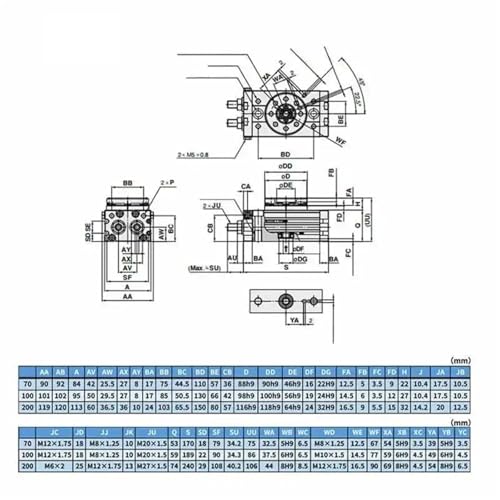 Vérin pneumatique robuste MSQB-20A en alliage d'aluminium à angle réglable - 4