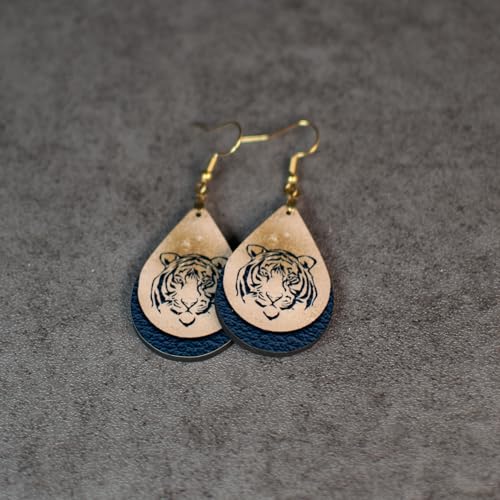 Black and Gold Tiger Earrings for Women School Spirit Teardrop Dangle Jewelry College High School Graduation Gift Handmade by The Painted Pug (Black Gold)3