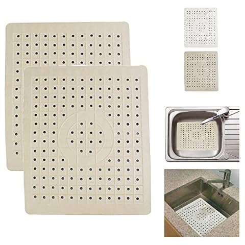 2 Pack Kitchen Sink Mat Drain Pad Protector 10" x 12" Non-Slip Rubber Durable Cover