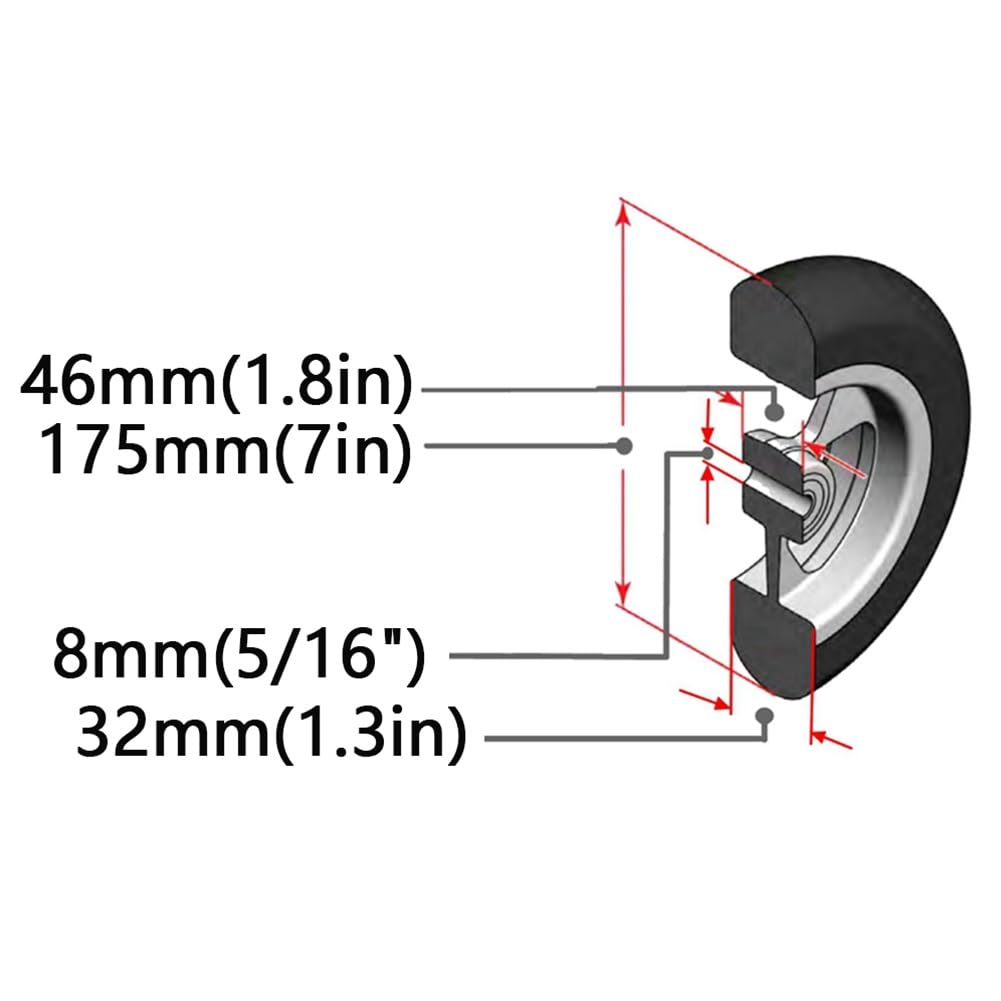 Ruedas de Repuesto para Sillas de Ruedas de 7 Pulgadas para Andadores, Scooters, con Rodamiento de 8mm