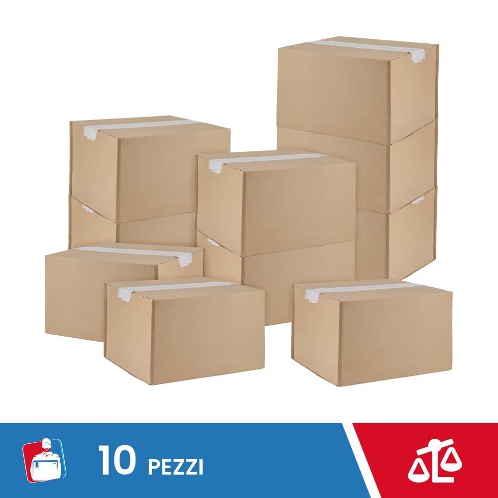 Scatole Cartone a Doppia Onda 60x40x40cm 10 Unità Trasloco Resistenti Spedizioni