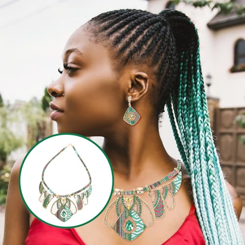 Conjunto de collar y pendientes de diseño sofisticado y alta resistencia retro 3