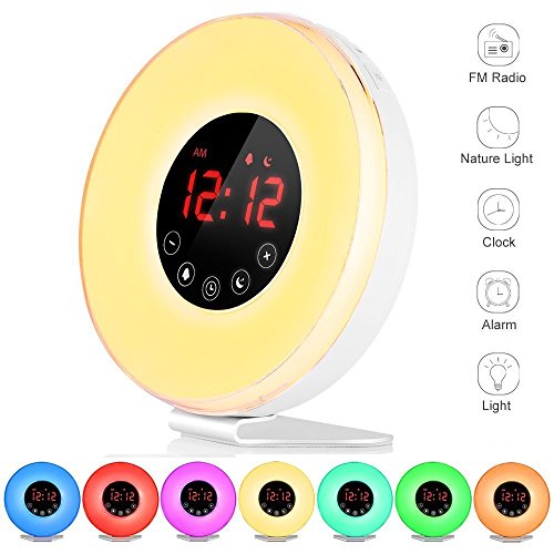 Wake Up Light Sunrise Alarm Clock - Digital LED Clock with 6 Color