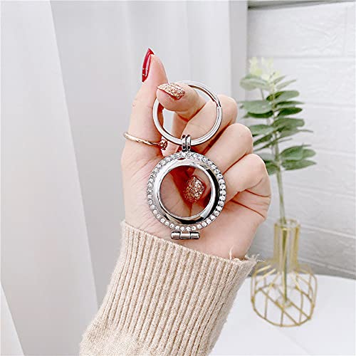 SGVAHY Coque en métal pour AirTag - Coque de luxe avec strass - Pour AirTag 2021 - Avec porte-clés - Pour filles et femmes - Protection anti-rayures (argent, AirTag) – vue 2
