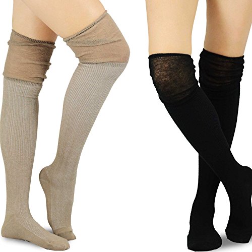 Image of Fashionable Cotton Slouchy Boot Socks for Women and Girls: Long Thigh Highs, Over-the-Knee Highs, and Knee Highs