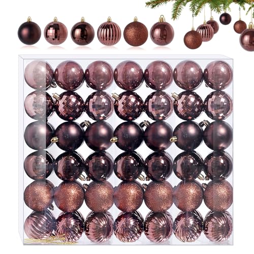 42 Stück Kleine Weihnachtskugeln Schokoladenbraun 6 Verschiedene...