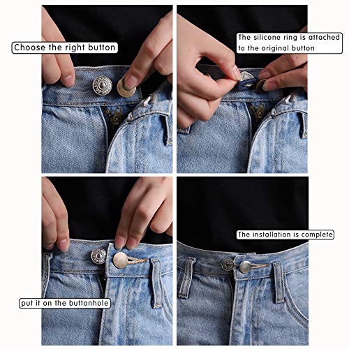 12 Pcs Pants Extender Button For Men Or Women Waistband Extender Buttons For Jeans, Collars, Cuffs No Sew Metal Retractable Buttons For Extender Jeans Pants 12 Styles #TOP3