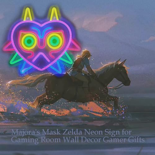 Image of Neon Sign LED Light,Neon Sign for Majora's Mask Gaming Room Wall Decor Gamer Gifts of LED Sign Mask Game Room Wall Decor LED Neon Light for Game Fans (Majoras Mask)