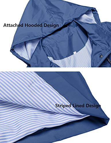 Kikibell Jacket For Travel Women Waterproof Hood Lightweight Raincoat Outdoor Windbreaker Denim Blue Rain Coats For Women thumb #3