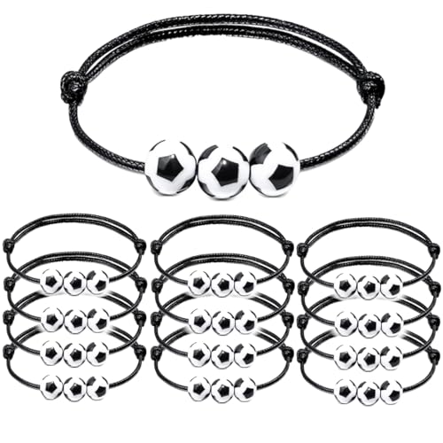 12 Pezzi Bracciale Calcio, Braccialetti Sportivi da Calcio Intrecciati, Bomboniere Sportive, Braccialetti dell'Amicizia Intrecciati Regolabili, per Compleanni Sportivi per Bambini
