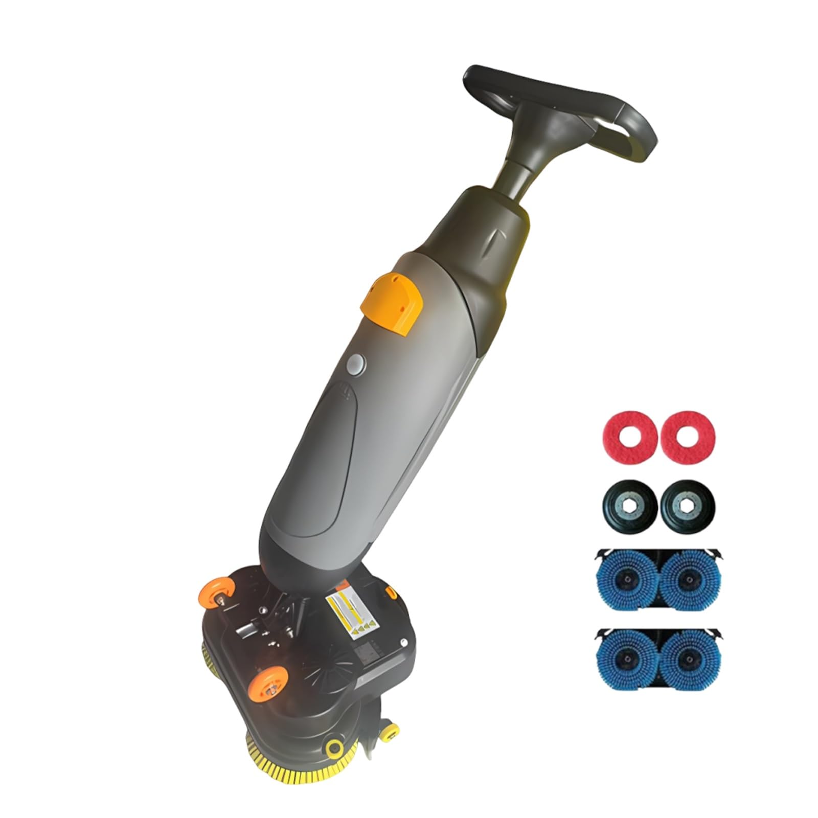 Máquina Lavadora de Pisos Profesional 17", Fregadora Industrial con Doble Cepillo y Tanques Separados para Cemento Mármol y Local Comercial(Gray)