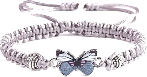 Pulsera de mariposa ajustable, pulseras de mariposa para adolescentes y niñas, pulseras de mariposa de cuerda ajustable para mujer, pulseras de