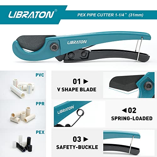 Libraton Plastic Pipe Cutter 0-31mm, PVC Cutting Tool for PEX Thin PVC, PPR Plastic Hoses, Hose Cutter - Image 3