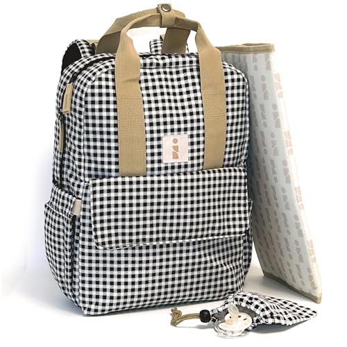 ANCRIVE, Mochila carro bebe impermeable, 7 compartimentos y 9 bolsillos, Organización rápida para paseos y viajes, Ideal para mamá y papá, Mochila pañales con cambiador.