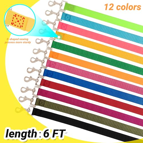 12 Pcs Dog Leashes for Small Medium Large Dogs, 6FT Lead Short Dog Leash with Swivel Hook for Walking, Training, Hiking, Rescues, Grooming, Shelter, Outdoor - Image 3