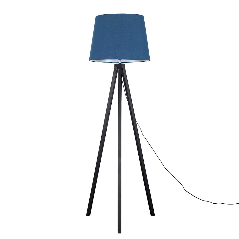 Valuelights Barbro Black Tripod Floor Lamp With Navy Tapered Shade And Bulb from B&Q