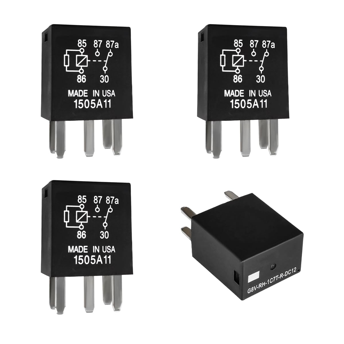 Kewucn4 PCS Power Relay, 5 Pin High Performance Auto Fuel Pump Relay, G8V-RH-1C7T-R-DC12 Automotive Relay, Multi Purpose Electrical System Electromechanical Relay, Car Accessories