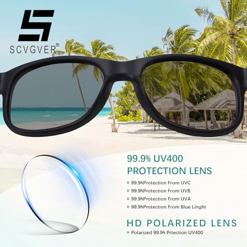 SCVGVER Kids Sunglasses, Toddler Polarized Sunglasses with Strap, TPEE Flexible Rubber Shades for Girls Boys Age 3-84