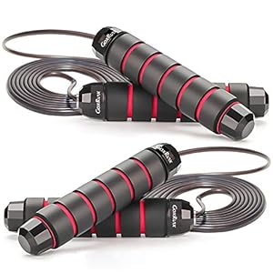 GoxRunx Jump Rope, Tangle-Free with Ball Bearing Cable Speed Rope Skipping Rope for Exercise Fitness, Adjustable Jumping…