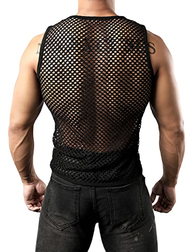 jogal men39s mesh fishnet fitted sleeveless muscle top