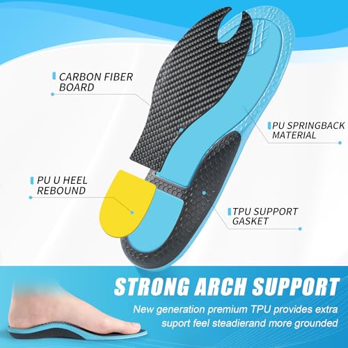 Image of Carbon Fiber Shock-Absorbing Insole with Arch Support is Suitable for Basketball, Running, Cycling, Outdoor Hiking and Other Daily Sports. (Blue, M：4.5 /5丨W：5.5 /6（240mm）)