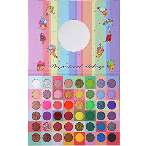 Charmcode Ice Cream 48 Colors Eyeshadow Makeup Palette, Natural Rainbow Shimmer Matte Glitter Eye Shadow Powder Highly Pigmented Gift Set Make Up Pallet (Ice Cream Eyeshadow Palette) #TOP16