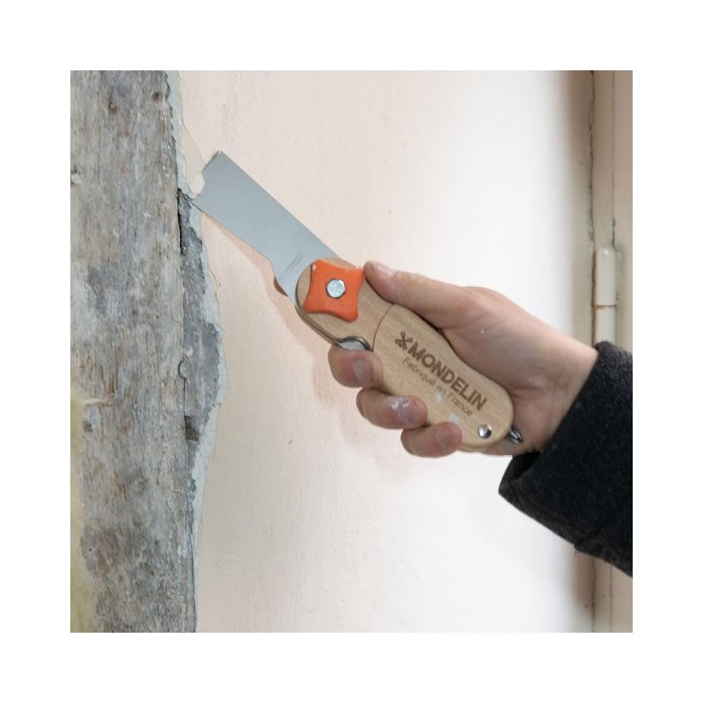 MONDELIN - Couteau à Enduire 4 lames Heliss - Outil Plaquiste Professionnel - Lame acier inoxydable, Manche Ergonomique - Idéal pour Travaux de Finition et Enduit
